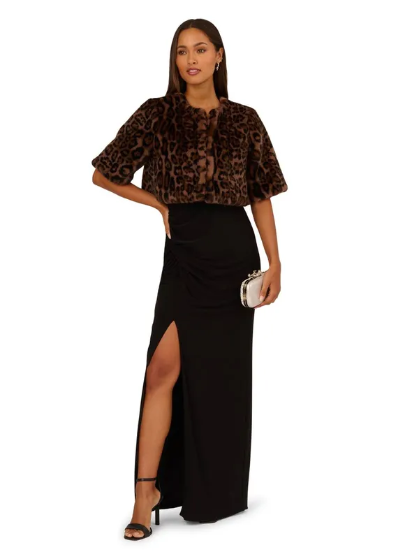 Adrianna Papell Women's Animal Faux Fur Coverup in Brown Size: XS - Brown - Size: XS