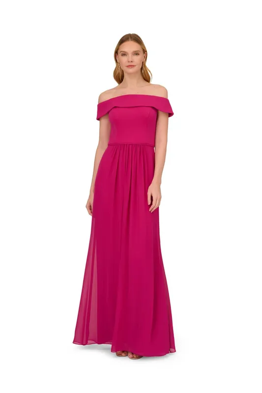 Adrianna Papell Women's Crepe Chiffon Gown in Pink Size: 6 - Pink