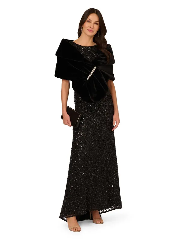Adrianna Papell Women's Faux Fur Wrap in Black - Black - Size: One Size