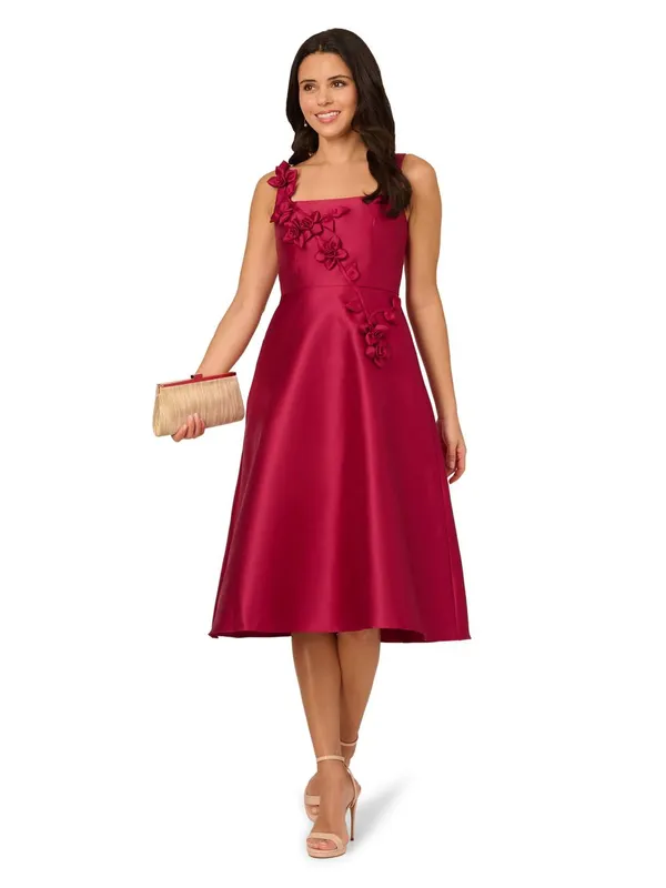 Adrianna Papell Women's Mikado Petal Dress in Red Size: 8 - Red