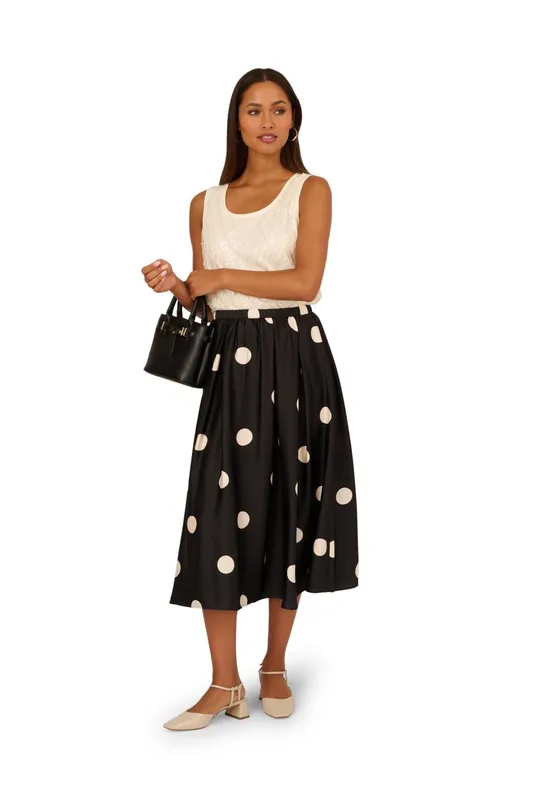 Adrianna Papell Women's Pull On Pleated Skirt in Black Size: XL - Black