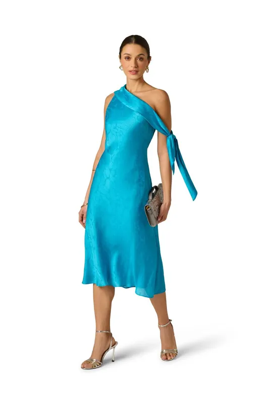 Adrianna Papell Women's Woven Jacquard Midi Dress in Blue Size: 10 - Blue - Size: 10