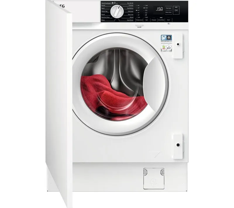 Aeg 6000 Series ProSense LFX6G8434BI Integrated 8 kg 1400 Spin Washing Machine, White
