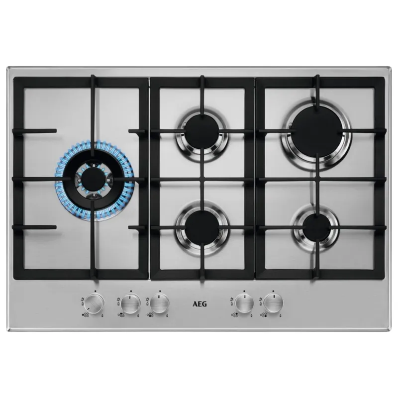 Aeg HGB75500SM 75cm Series 3000 5 Burner Gas Hob - Stainless Steel