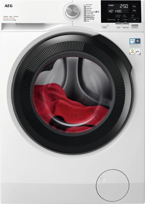Aeg ProSteam® Technology LWR7185M4B 8Kg/5Kg Washer Dryer with 1400 rpm - White - D Rated [Wash&Dry], A Rated [Wash Only], White