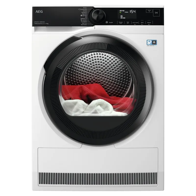 Aeg TR849P4B 9kg Series 8000 Heat Pump Condenser Tumble Dryer - White