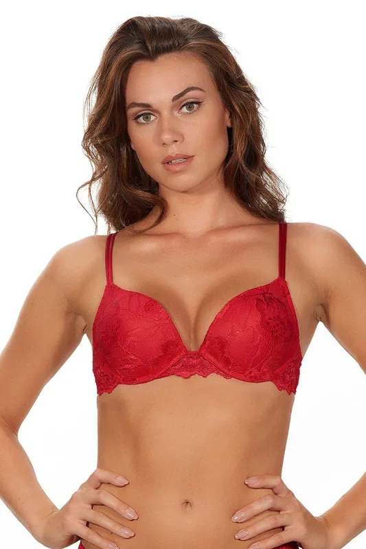 After Eden Women's 'Anna' Lace Single Boost Underwired Gel Bra in Red Size: 32A - Red