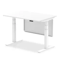 Air 1200x800 Height Adjustable Desk White White Leg Modesty Panel