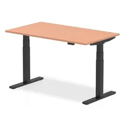Air 1400 x 800mm Height Adjustable Desk Beech Top Black Leg