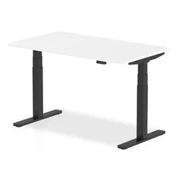 Air 1400 x 800mm Height Adjustable Desk White Top Black Leg