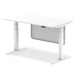 Air 1400x800 Height Adjustable Desk White White Leg Modesty Panel