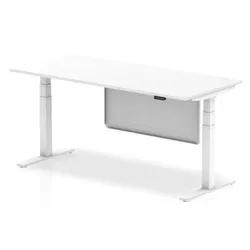 Air 1800 x 800mm Height Adjustable Desk White White Leg Modesty Panel