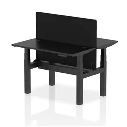 Air B2B 1200x600mm Adjustable 2P Bench Desk CP Black/Black + Screen