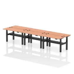 Air B2B 1400x600mm Height Adjustable 6P Bench Desk CP Beech/Black