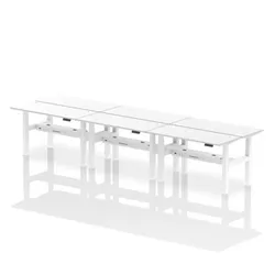 Air B2B 1400x600mm Height Adjustable 6P Bench Desk CP White/White