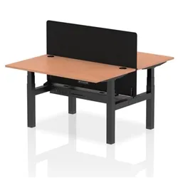 Air B2B 1400x800 Adjustable 2P Bench Desk CP Beech/Black + Screen