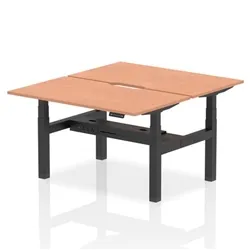 Air B2B 1400x800 Adjustable 2P Bench Desk Scalloped Beech/Black