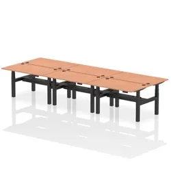 Air B2B 1400x800mm Height Adjustable 6P Bench Desk CP Beech/Black