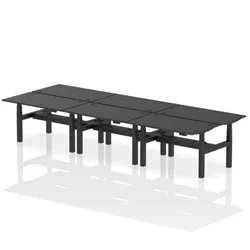Air B2B 1400x800mm Height Adjustable 6P Bench Desk CP Black/Black