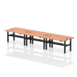 Air B2B 1600x600mm Height Adjustable 6P Bench Desk CP Beech/Black