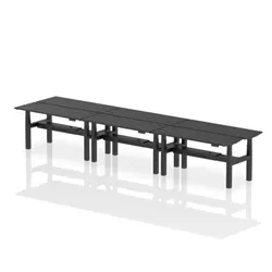 Air B2B 1600x600mm Height Adjustable 6P Bench Desk CP Black/Black