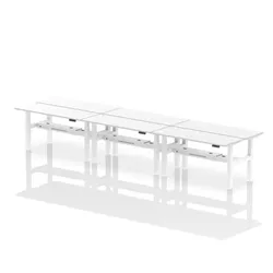 Air B2B 1600x600mm Height Adjustable 6P Bench Desk CP White/White