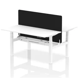 Air B2B 1600x800 Adjustable 2P Bench Desk CP White/White + Screen