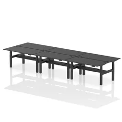 Air B2B 1600x800mm Height Adjustable 6P Bench Desk CP Black/Black