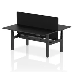 Air B2B 1800x800mm Adjustable 2P Bench Desk CP Black/Black + Screen