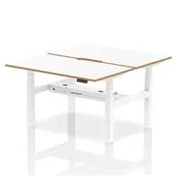 Air B2B Oslo 1400x800 Adjustable 2P Bench Desk Wood Edge White/White
