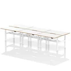 Air B2B Oslo 1400x800 Adjustable 6P Bench Desk Wood Edge White/White