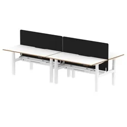 Air B2B Oslo 1600x800 Adjustable 4P Bench Desk White + Black Screen