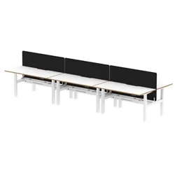 Air B2B Oslo 1600x800 Adjustable 6P Bench Desk White + Black Screen