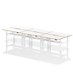 Air B2B Oslo 1600x800 Adjustable 6P Bench Desk Wood Edge White/White