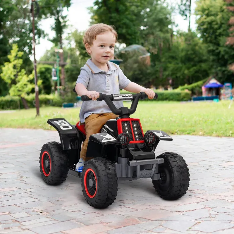 6V Electric Quad Bike w/ Forward/Backward, Black - Aiyaplay