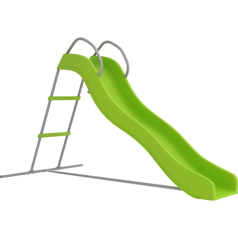Aiyaplay Freestanding Garden Wavy Slide for Kids with Climbing Ladder, Green Green