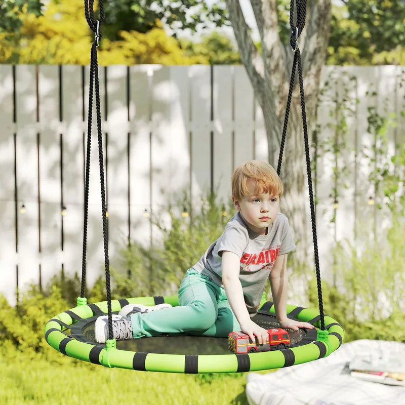 Aiyaplay - Kid Nest Swing Seat, 100cm Diameter Round Saucer Swing Set, Black