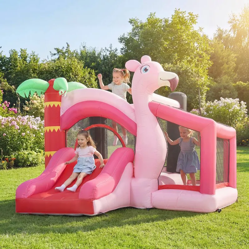 Aiyaplay Kids Inflatable Bounce House with Blower for Indoor Outdoor, Pink Pink