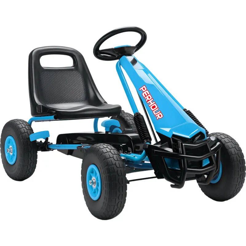 Aiyaplay Kids Pedal Go Kart with Adjustable Seat, Eva Tyres in Blue Blue