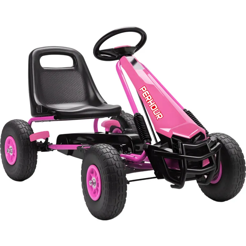 Aiyaplay Kids Pedal Go Kart with Adjustable Seat, Eva Tyres, Pink