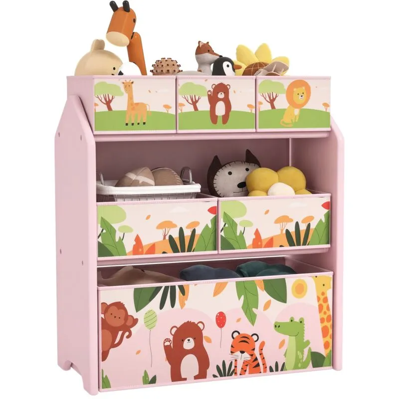 Aiyaplay Girl's Kids Toy Storage Unit with 6 Storage Boxes for Playroom, Pink Pink
