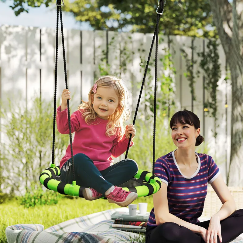 Aiyaplay Nest Swing Seat, 60cm Diameter Round Saucer Swing Set, Black Size: Small Black S