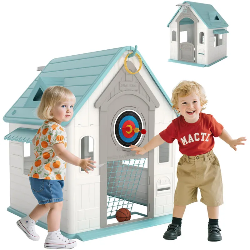 Aiyaplay Playhouse for Kids Outdoor Indoor, 5 in 1 Garden House in Beige Beige
