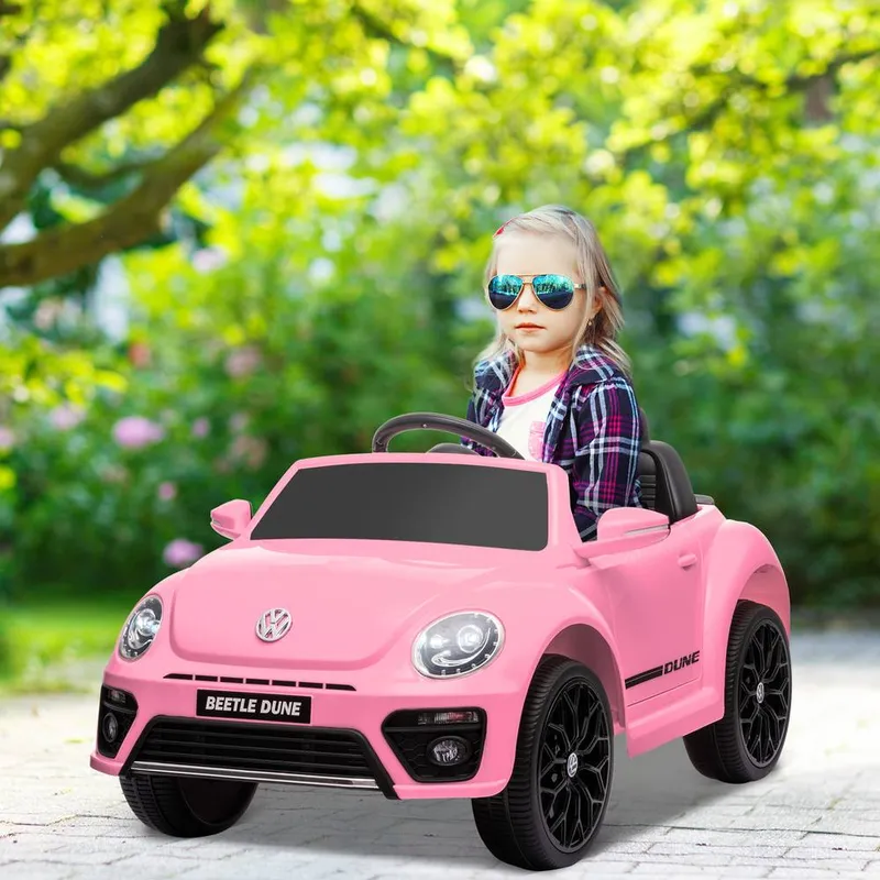 Aiyaplay Volkswagen Beetle Licensed 12V Ride on Car w/ Remote Control in Pink Pink