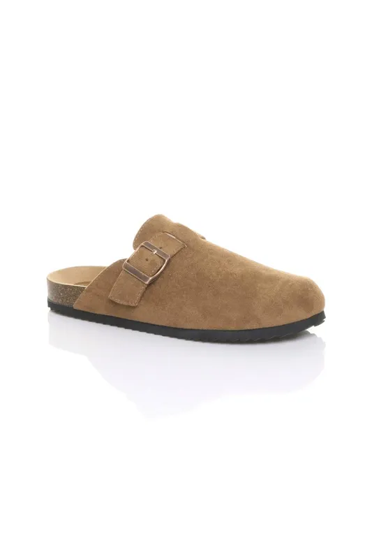 Ajvani Women's Flat Heel Footbed Sandals Mules in Tan Size: 3 - Tan