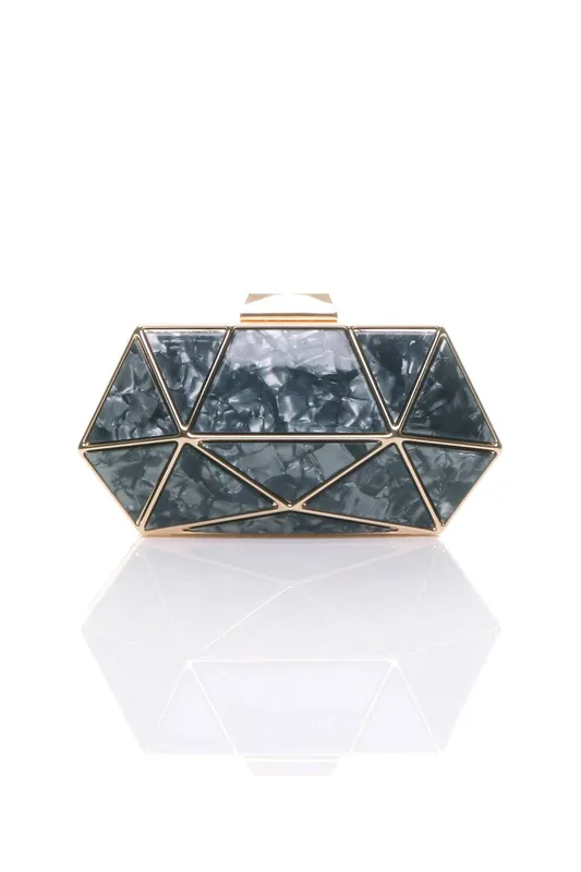 Ajvani Women's Geometric Art Deco Evening Clutch Bag in Grey - Grey - Size: One Size