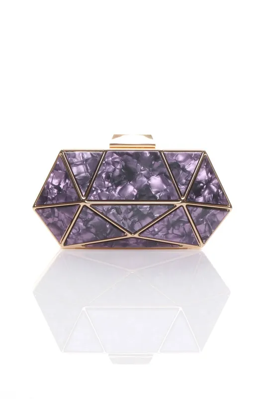 Ajvani Women's Geometric Art Deco Evening Clutch Bag in Lilac Lilac female
