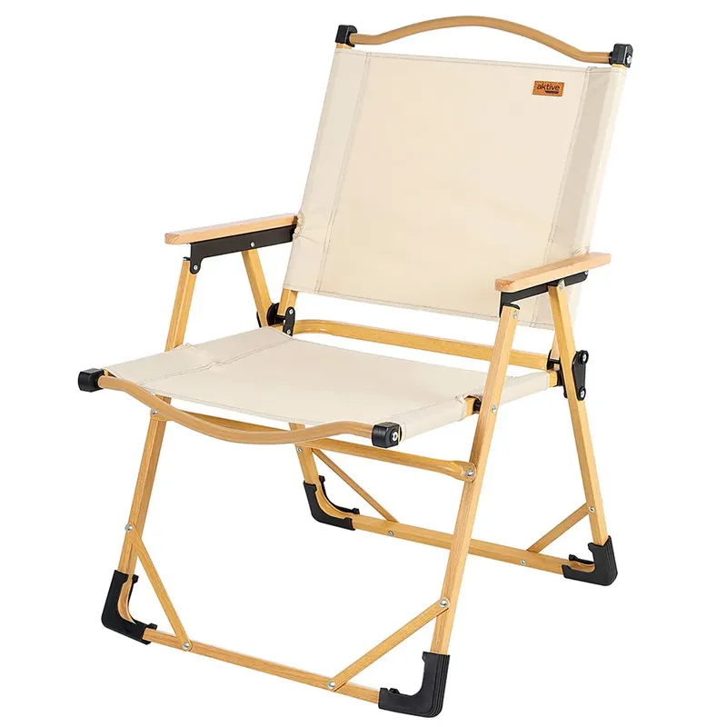 Aktive Glamping High Folding Chair Beige 61 x 54 x x 40-77 cm unisex