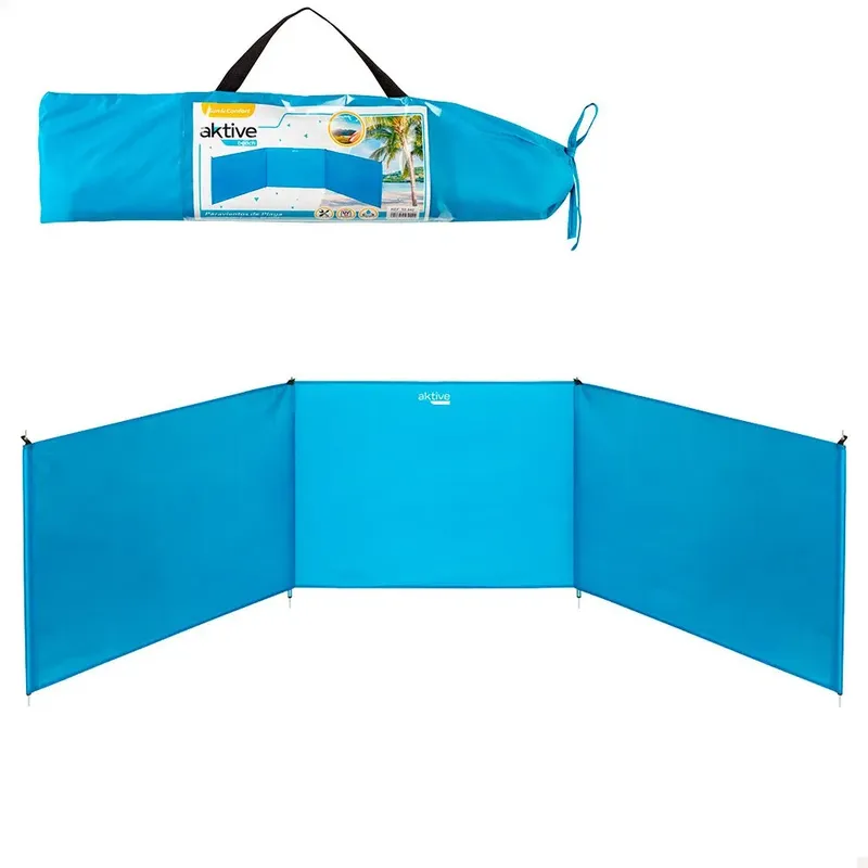 Aktive Windscreen Fence Beach 200x75 Cm Blue One Size unisex