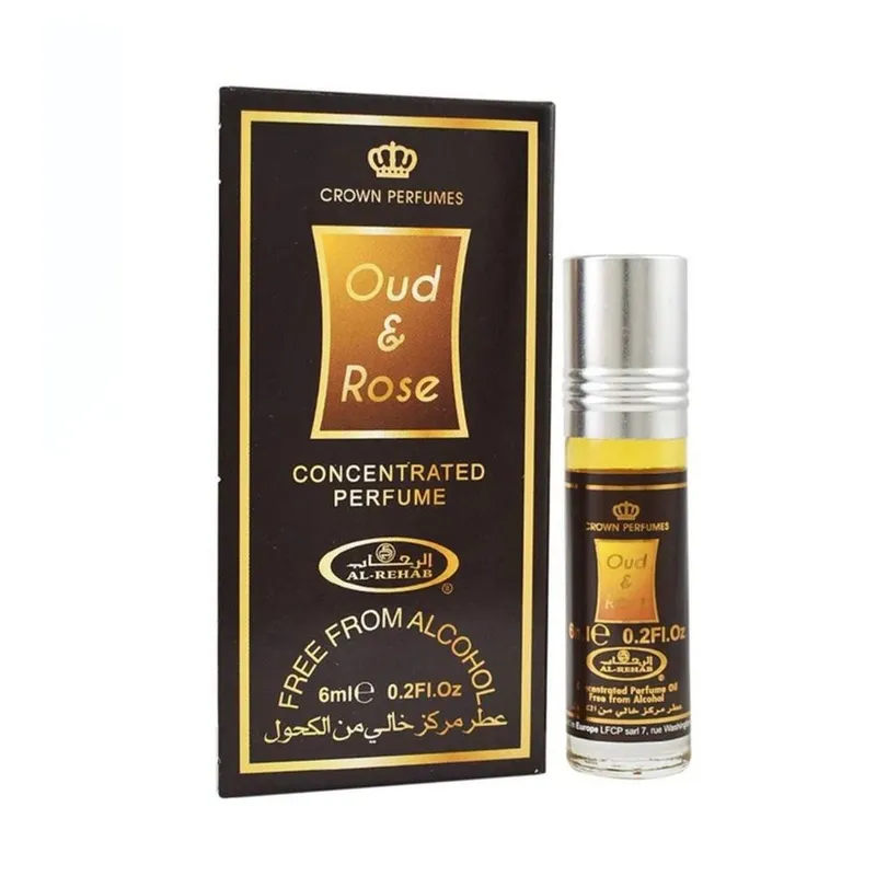 al rehab crown perfumes Oud & Rose 6ml Roll-On Oil in Brown Brown 6ml